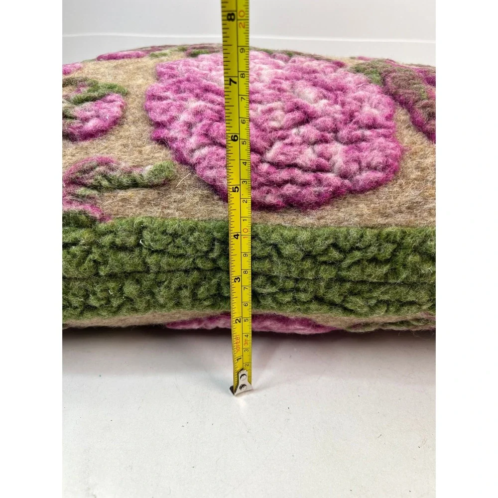 Frati Italy Floral Pillow Cover‎ Beige Pink Green Wool Accent Decor w/ Insert